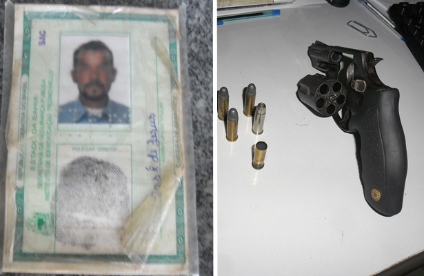 Jos&eacute; de Jesus, o atirador, e ao lado a arma utilizada por ele, com quatro muni&ccedil;&otilde;es intactas e apenas uma deflagrada