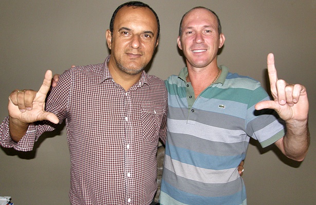 Os empres&aacute;rios e pr&eacute;-candidatos Leleu da Sacaria (vice-prefeito) e Luciano Francisqueto (prefeito)