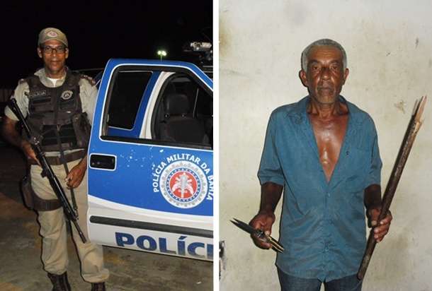 A Polícia Militar, sob o camonado do Capitão Jozival Silva (esq.), prendeu Antônio em flagrante.