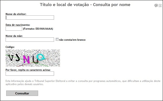 Site do Tribunal Superior Eleitoral mostra a zona e a se&ccedil;&atilde;o do eleitor