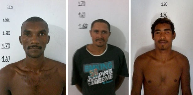 Da esquerda para a direita:  Reginaldo Almeida Cruz, o &lsquo;Regi&rsquo;, estava preso sob acusa&ccedil;&atilde;o de crime de pedofilia; Aureni de Jesus, o &lsquo;Cabecinha&rsquo;, &eacute; acusado de roubo e Airon Nascimento de Jesus, o &lsquo;Bibiu&rsquo;, acusado por estupro