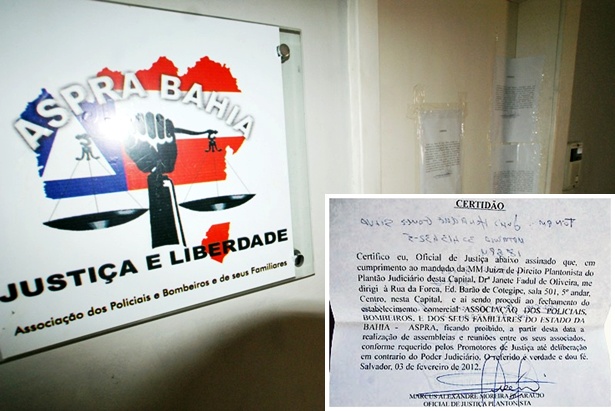 Certid&atilde;o de lacramento da sede da Aspra. Oficial vedou entrada mesmo sem ningu&eacute;m para notificar
