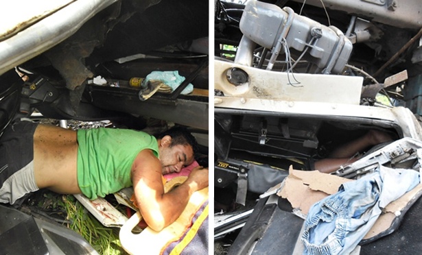 As cinco v&iacute;timas ficaram presas nas ferragens, o &uacute;ltimo a ser resgatado foi Alessandro dos Santos Souza, o motoristada carreta.