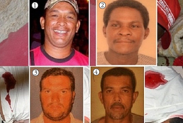V&iacute;timas: 1 - Elias Sa&uacute;de de Assis, o &lsquo;Darzinho&rsquo;, 43 anos; 2 - Reginaldo dos Santos Ricardo, o &lsquo;Neg&atilde;o&rsquo;, de 35 anos; 3 - Valdinei de Jesus Moreira, de 33 anos,  o 'Gordo' e 4 - Luzivaldo Silva, de 39 anos