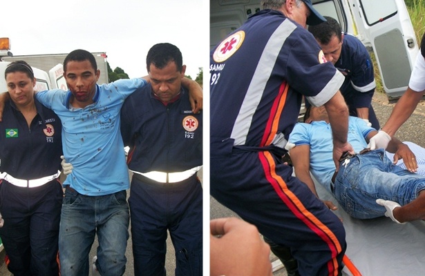 V&iacute;timas do acidente sendo socorridas