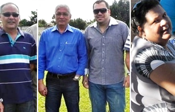 Os quatro envolvidos no esquemas. Da esquerda para a direita: Mauro S&eacute;rgio Seixas Pereira; Osvaldo Gomes Carib&eacute;, prefeito de Itabela; Rafael Martins Ribeiro e Ivana Gusm&atilde;o de Oliveira. 