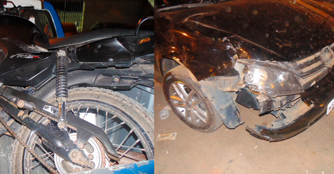 Colis�o entre moto e carro no Centro de Itabela; Deixa uma pessoa ferida. (foto: Igor Almeida)
