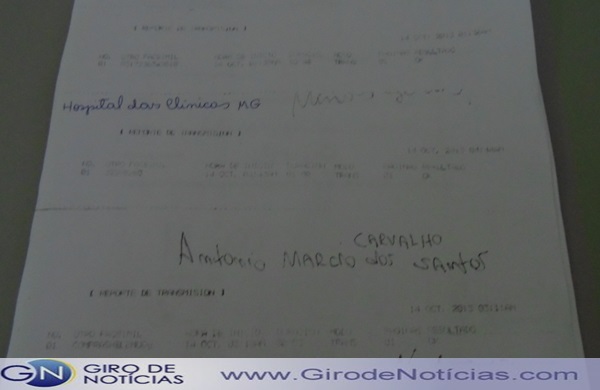 Fax enviado para a cidade de Minas Gerais.(Negado).